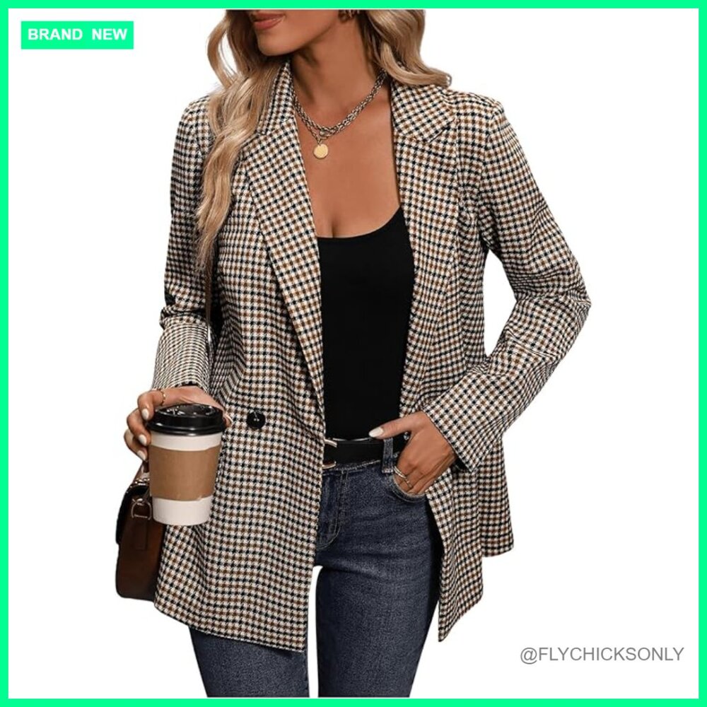 Polyester Blazer Lapel Collar Double Breasted Gin… - image 1